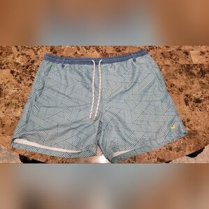 Southern Marsh Light Blue Striped Geometric Swim Trunks